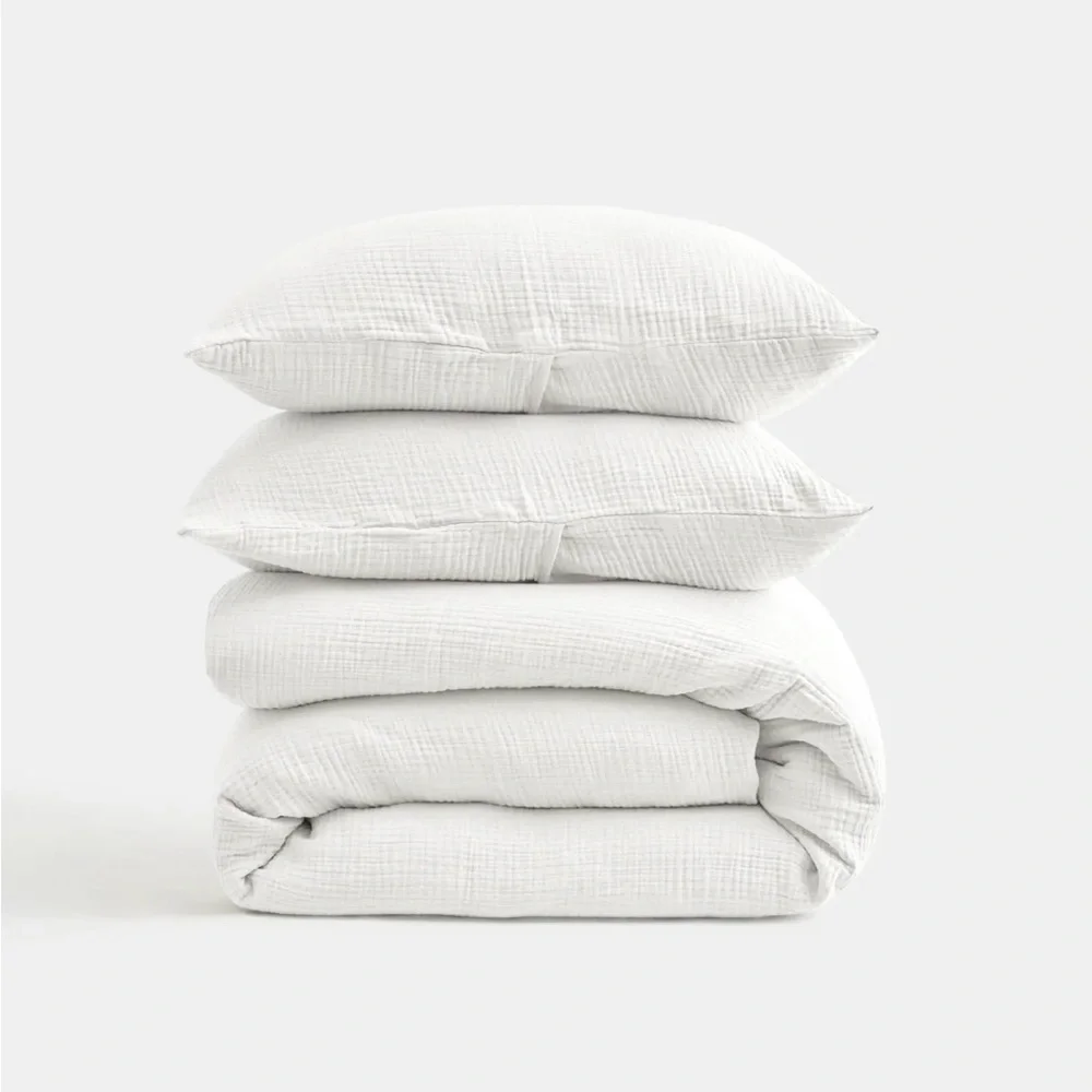 NWT Quince Organic Airy Gauze Queen Duvet Cover Set